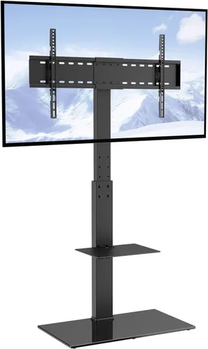 Vista 11 de VEVOR Soporte universal para TV de 32 a 55 pulgadas, soporte giratorio de altura ajustable con base de vidrio templado para dormitorio, sala de estar