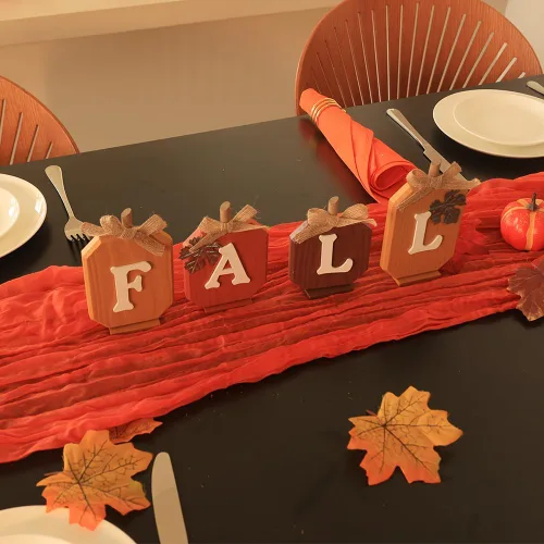 Vista 9 de Decoraciones de otoño para el hogar, letrero de madera de calabaza con letras de otoño para decoración de otoño, juego de bloques de madera