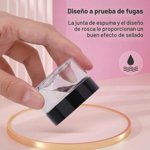 Vista 4 de Loretoy Paquete de 36 tarros de plástico de 1 onza con tapas, sin BPA, reutilizables, rellenables, recipientes de cosméticos transparentes
