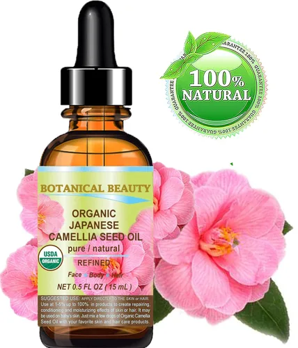 Vista 2 de Aceite orgánico japonés de semilla de camelia. Aceite emulsionante 100 % puro, natural, no diluido, refinado, prensado en frío. Antioxidante