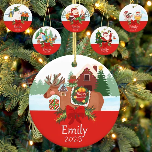 Vista 12 de Adorno personalizado para la primera Navidad del bebé, adornos de Navidad con foto personalizada 2023 con imagen y nombre, regalos personalizados