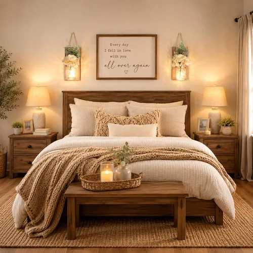 Vista 56 de Decoración rústica de madera para colgar en la pared con tira de luces LED para sala de estar y dormitorio modernos, estilo campestre inspirador