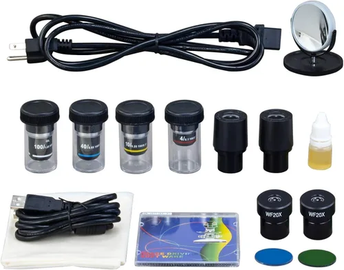 Vista 7 de OMAX 40X-2000X Binoculares LED biológicos de laboratorio digital, con cámara digital USB incorporada de 3.0 MP y nivel mecánico de doble capa