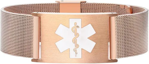 Vista 32 de Pulseras deportivas personalizadas de alerta médica para mujeres y hombres – Pulseras de identificación médica personalizadas con grabado gratuito