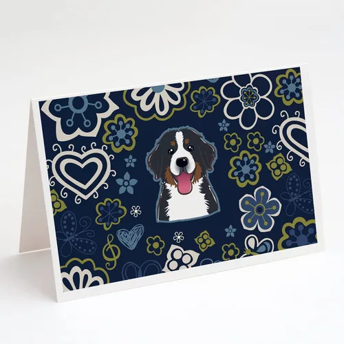Vista 33 de Caroline's Treasures BB5095GCA7P - Tarjetas de felicitación y sobres con diseño de flores azules y sabuesos afganos, paquete de 8 tarjetas en blanco