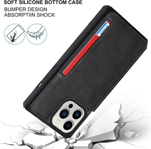 Vista 4 de Cavor Funda para iPhone 14 Pro con tarjetero, funda tipo cartera para iPhone 14 Pro para mujeres y hombres, funda de teléfono para iPhone 14 Pro