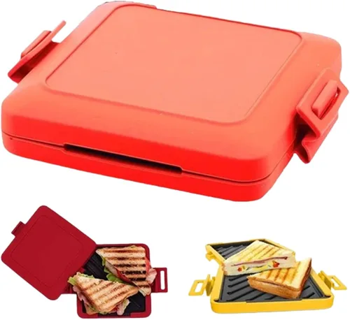 Vista 3 de Parrilla de sándwich para microondas, nueva tostadora para microondas, sandwiches de microondas, prensa de tostada para pan, queso, sándwich, carne