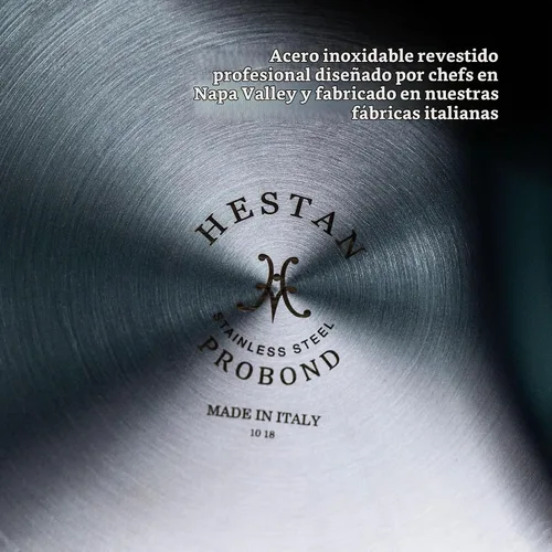 Vista 2 de Hestan - Colección ProBond - Sartén profesional de acero inoxidable revestido, compatible con placa de inducción, 3 cuartos de galón