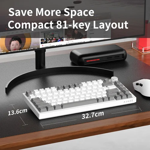 Vista 4 de NACODEX AK820 - Teclado mecánico con junta, 75% con cable intercambiable en caliente con perilla de control de volumen, teclas PBT, relleno de cinco
