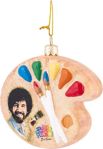 Vista 5 de Bob Ross® de 3.5 pulgadas con adorno de cristal de paleta