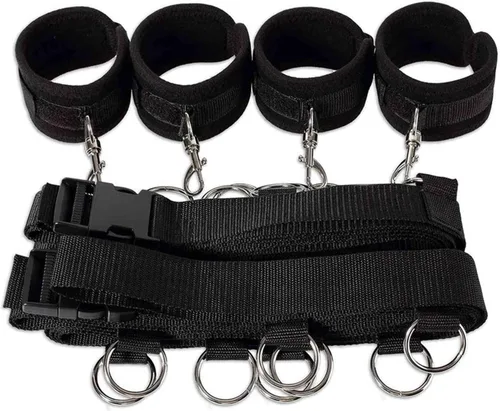 Vista 4 de Juego de amarres sexuales debajo del colchón para cama King para parejas, correas de cama de tamaño Queen para adultos, barra esparcidora