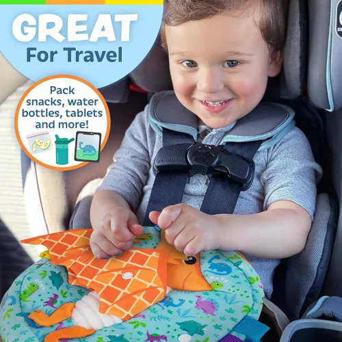 Vista 5 de Buckle Toys Breezy Pterodáctil - Mochila para niños pequeños con hebillas y actividades de aprendizaje para niños pequeños y juguetes sensoriales