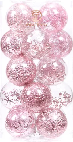 Vista 16 de Sea Team Juego de bolas de Navidad de plástico transparente, inastillables, varios tamaños, bolas decorativas de Navidad con decoraciones delicadas