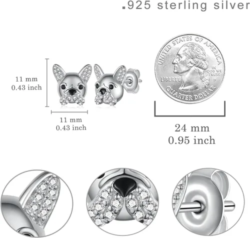Vista 6 de SchnauzerMaltésBulldog francésCorgiLabradorYorkieChihuahua Aretes de plata de ley 925 para perro, joyería de perro, regalos para mujeres