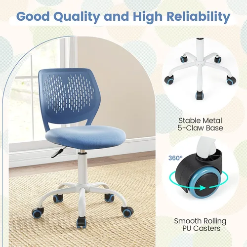 Vista 5 de Topment - Silla giratoria de escritorio de oficina, silla pequeña sin brazos con respaldo hueco, asiento de malla tapizado, construcción resistente