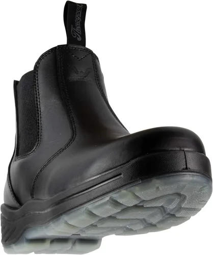 Vista 4 de Thorogood Botas sin cordones de 6 pulgadas para hombres y mujeres, de piel suave con liberación rápida, suela antideslizante y parte inferior