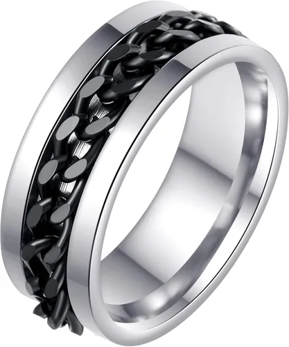 Vista 19 de Anillos giratorios para hombres y mujeres, anillos de ansiedad para hombres, anillos de cadena para adultos, anillos de titanio y acero