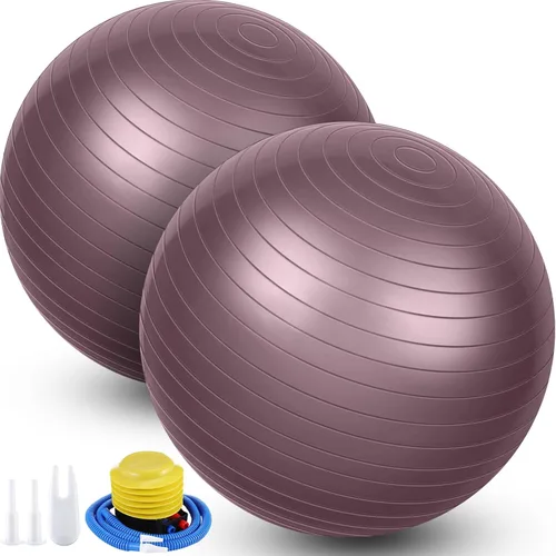 Vista 10 de Leyndo 2 pelotas de yoga grandes de 26 pulgadas, pelota de ejercicio antiestallido con bomba, 26 pulgadas/25.6 in para mejorar la postura