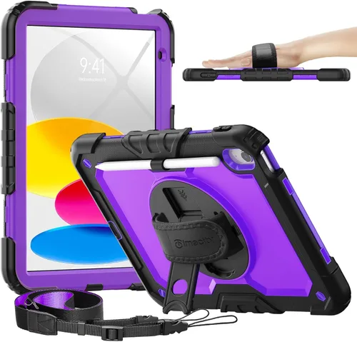 Vista 11 de Timecity - Funda para iPad de 9ª/8ª/7ª generación, de 10.2 pulgadas, funda protectora resistente con protector de pantalla, soporte giratorio Negro