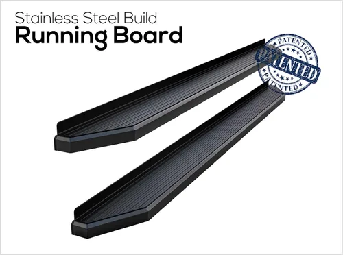 Vista 4 de APS Estribos de 6 pulgadas (estilo plano de acero inoxidable negro) Barras iBoard PLANO