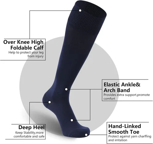 Vista 4 de FOOTPLUS Calcetines de béisbol y sóftbol, unisex, por encima de la rodilla, sólidos, deportivos, rugby, fútbol, regreso a casa