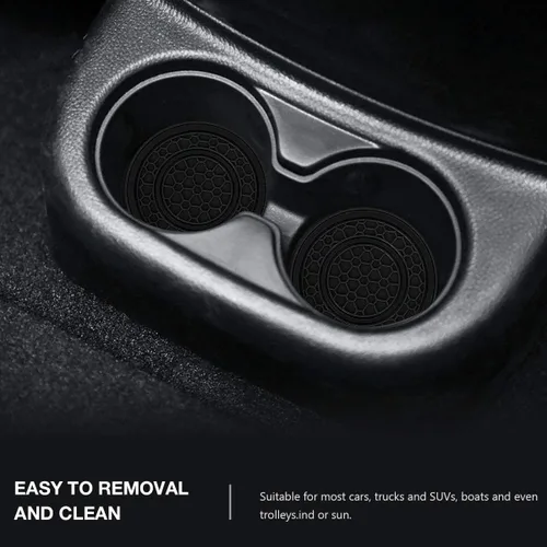 Vista 4 de Auprite Portavasos para automóvil, paquete de 2 posavasos universales antideslizantes para automóvil, accesorios para el interior del automóvil Negro