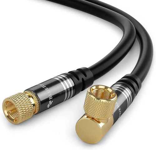 Vista 11 de Cable coaxial BlueRigger RG6 (1.5 pies, conector de 90° a conector de 90° con pin, chapado en oro, triple blindaje) – Cable coaxial de audio y video