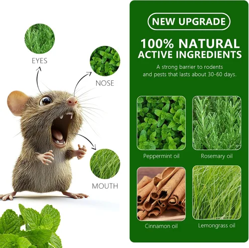 Vista 3 de Mouse Rodent Repellent, 10 Pack Peppermint Lemon Oil Mice Repellent for Squirrel Rats Spider Pests, Natural Deterrent for Kitchen, Warehouse, Car