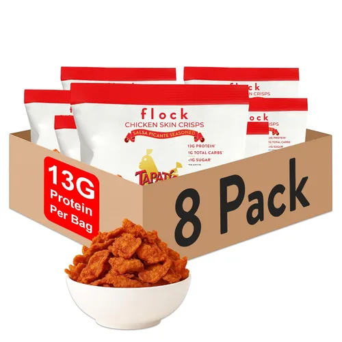 Vista 10 de Flock Chips de piel de pollo Keto Hattie B's Nashville Hot Flavor Pieles de pollo fritas bajas en carbohidratos, altas en proteínas, sin azúcar