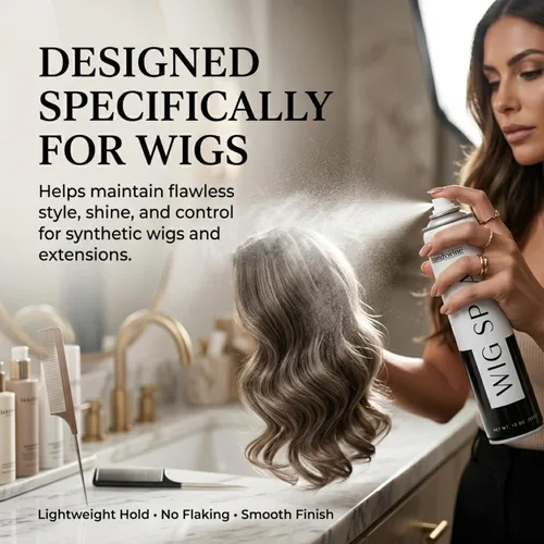 Vista 2 de Spray de peluca en aerosol para cabello sintético y natural de secado rápido Spray de acabado antiestático para peluca antiencrespamiento