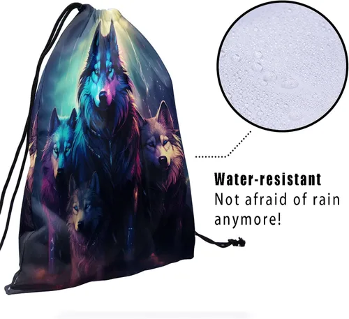 Vista 200 de Bolsa de agarre de gimnasia de piel de animal, bolsa de gimnasia con cordón ajustable, bolsa de cuerda para fauna silvestre, Mariposas Galaxy