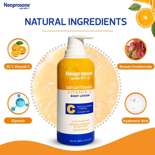 Vista 2 de Neoprosone Loción corporal iluminadora – 13.5 onzas líquidas / 13.5 fl oz – Formulada para desvanecer manchas oscuras en codos, rodillas, cuello