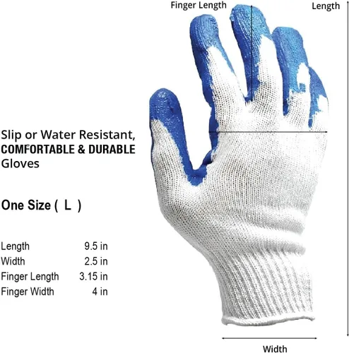 Vista 2 de CBC Crown PREMIUM Non-Slip BLUE Latex Rubber Palm Coated Work Safety Azul