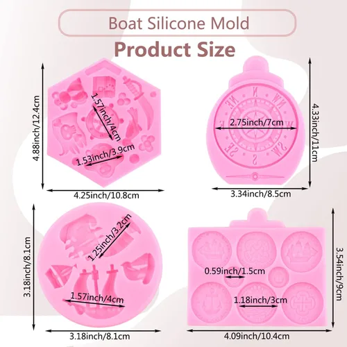 Vista 3 de Molde de silicona con temática pirata, moldes para fondant, brújula de chocolate, monedas del tesoro, molde de caramelo para cupcakes, decoración
