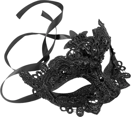 Vista 29 de MASQ Par de máscaras de encaje brocado para mascarada, Mardi Gras, cumpleaños, graduación, boda, fiesta Bk Lace W Pluma