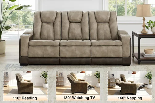 Vista 6 de THSUPER Sofá reclinable de microfibra con alimentación, sofá reclinable para cine en casa con reposacabezas ajustable/luz de lectura/puerto