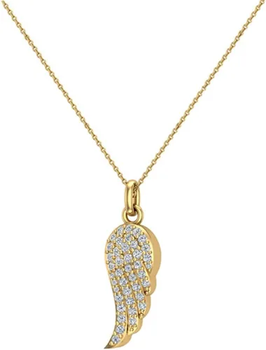 Vista 3 de Glitz Design Collar con colgante de diamante de ala de ángel de 0.47 ct tw, oro de 14 K (I,I1) calidad popular