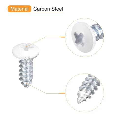 Vista 4 de uxcell Tornillos blancos ST2x6mm Tornillos autorroscantes, 100 tornillos Phillips de cabeza plana para madera para carpintería