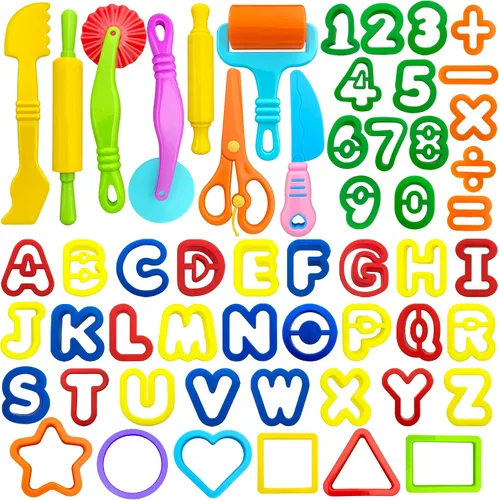 Vista 9 de Kit de herramientas de masa, 9 piezas básicas de arcilla y masa para niños, incluye rodillo, rodillos, tijeras de seguridad, extrusora de masa