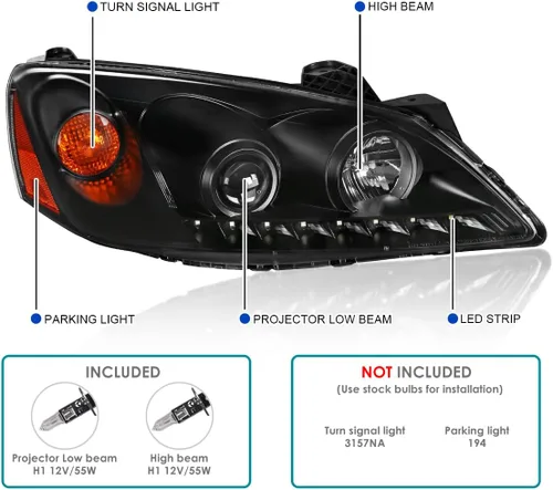 Vista 3 de SPEC-D TUNING Faros delanteros negros con LED
