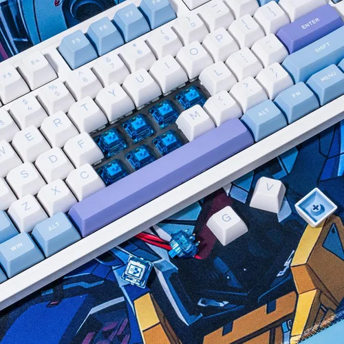 Vista 2 de Interruptores de teclado Gateron Phantom Blue Clicky, interruptores de tecla RGB LED de 60gf para teclado mecánico MX (Azul, 110PCS)