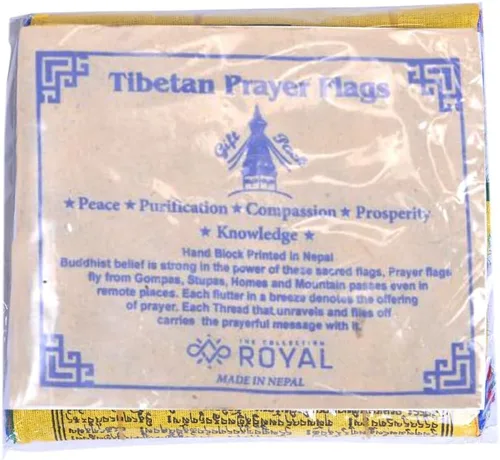 Vista 5 de Banderas tibetanas de oración al aire libre, zen, colorido cartel budista, chakras, geometría sagrada, caballo de viento hecho en Nepal, mantras