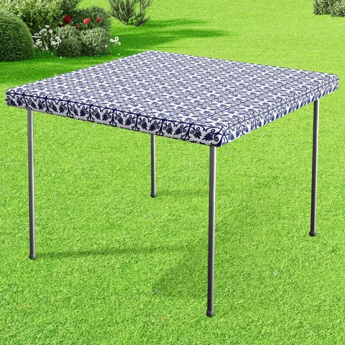Vista 41 de Misaya - Mantel de vinilo rectangular, mantel elástico con respaldo de franela, 100% impermeable, cubierta de plástico para mesas plegables de 4