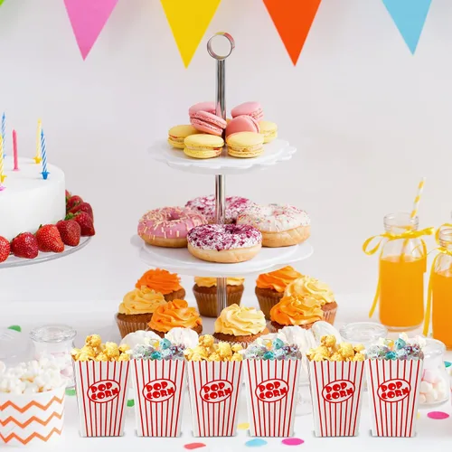 Vista 6 de Meanplan 200 cajas de palomitas de maíz, mini soporte de papel para palomitas de maíz, contenedor de cartón para aperitivos, bolsas desechables