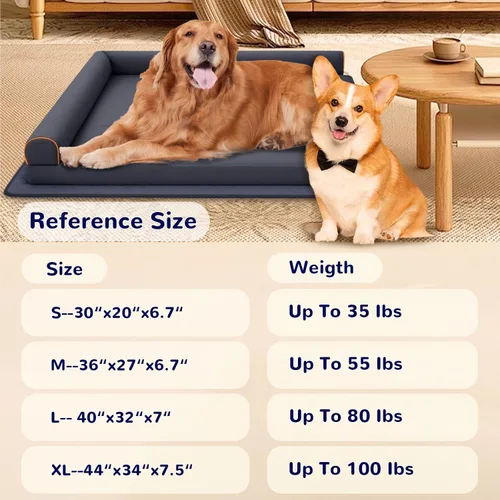 Vista 5 de Cama para perro XL indestructible impermeable para perros grandes, sofá ortopédico con alfombrilla antideslizante, cama de espuma viscoelástica