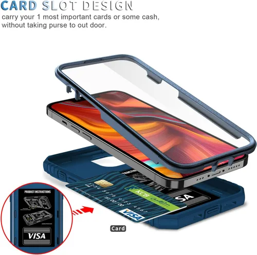 Vista 2 de Fetrim Funda para iPhone 13, Funda de teléfono con soporte de anillo de rotación para Apple iPhone 13 - Azul