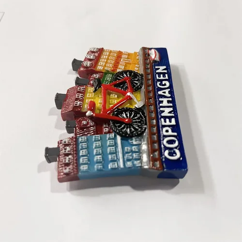 Vista 3 de Copenhague Dinamarca - Imán de nevera 3D, regalo de recuerdo de resina, hecho a mano, imán de nevera de Copenhague, colección de decoración
