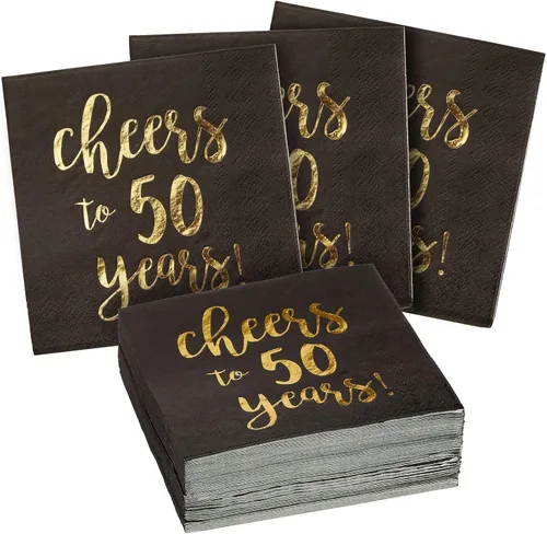 Vista 8 de BLUE PANDA Servilletas de cóctel con texto en inglés «Cheers to 60 Years» – Servilletas de fiesta de 60 cumpleaños – Decoración de 60 aniversario