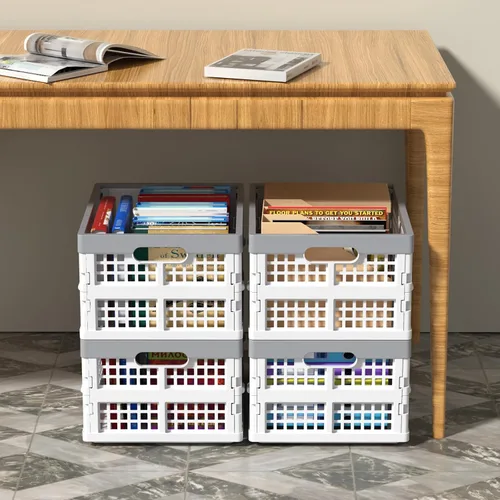 Vista 7 de 4 paquetes de cajas plegables para leche de 15 litros, contenedor de almacenamiento Foldable Space-Saving Design, Plastic Stackable Utility