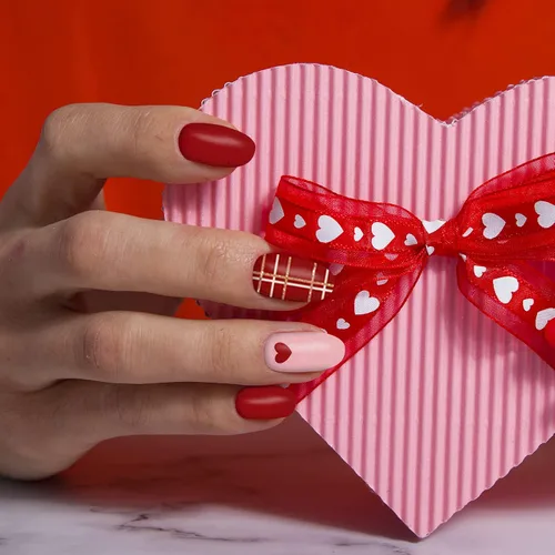Vista 5 de TailaiMei 12 hojas de calcomanías adhesivas de arte de uñas para el día de San Valentín, tiras completas con 2 limas de uñas para calcomanías